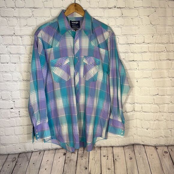 Wrangler  Cowboy Cut Single Needle Tailoring Western Pearl Snap - Picture 1 of 6